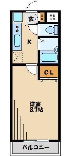アルトゥーラ清瀬(1K/2階)の間取り写真