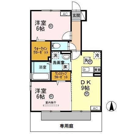 サンシャイン B棟(2DK/1階)の間取り写真