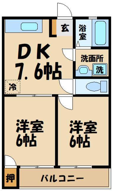第二ドリームハイツ(2DK/1階)の間取り写真