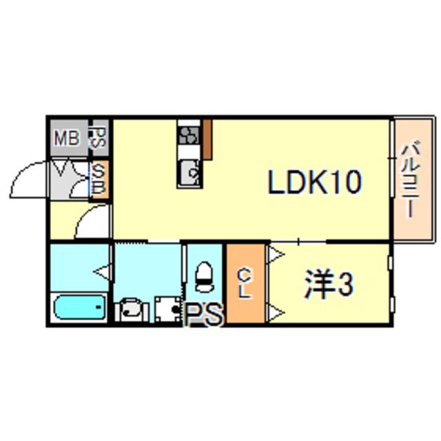 ラフィーネ(1LDK/1階)の間取り写真