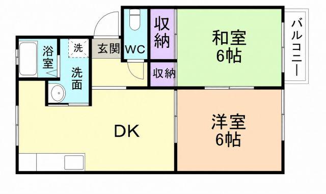 プレジール塩屋(2DK/2階)の間取り写真