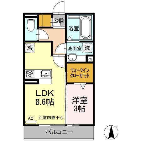 アンビシャス白山(1LDK/2階)の間取り写真