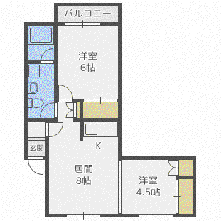 ぶどうの木III(2LDK/3階)の間取り写真
