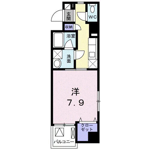 メリア北浦和(1K/2階)の間取り写真