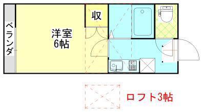 レオパレス楢山登町(1K/2階)の間取り写真