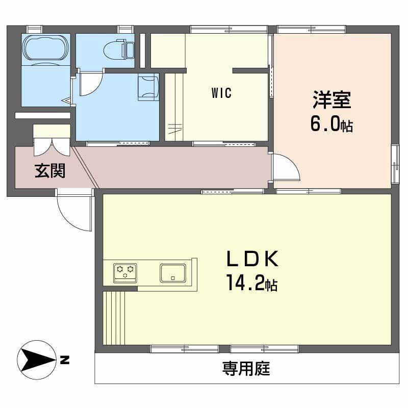 ディアスさや(1LDK/1階)の間取り写真