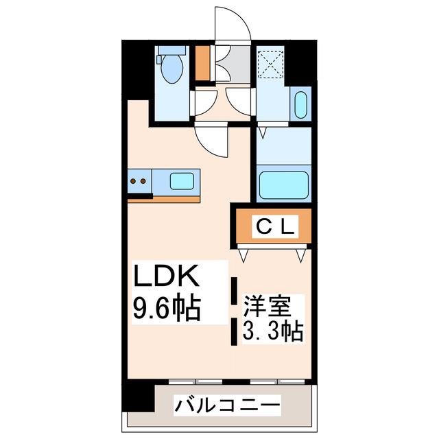QREST熊大病院前(1LDK/8階)の間取り写真
