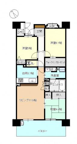 ポレスター大町東(3LDK/10階)の間取り写真