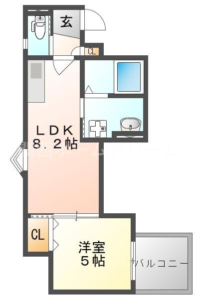 クリエオーレ常盤町(1LDK/1階)の間取り写真