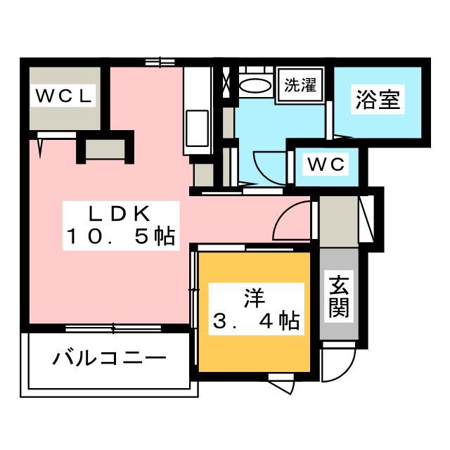 ツヴァイ中川(1LDK/1階)の間取り写真