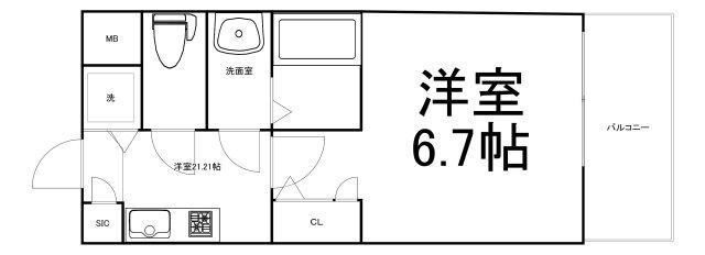 アドバンス上町台IIクレイドル(1K/12階)の間取り写真