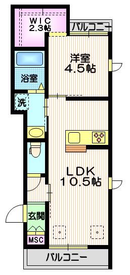 タウンコートN(1LDK/3階)の間取り写真