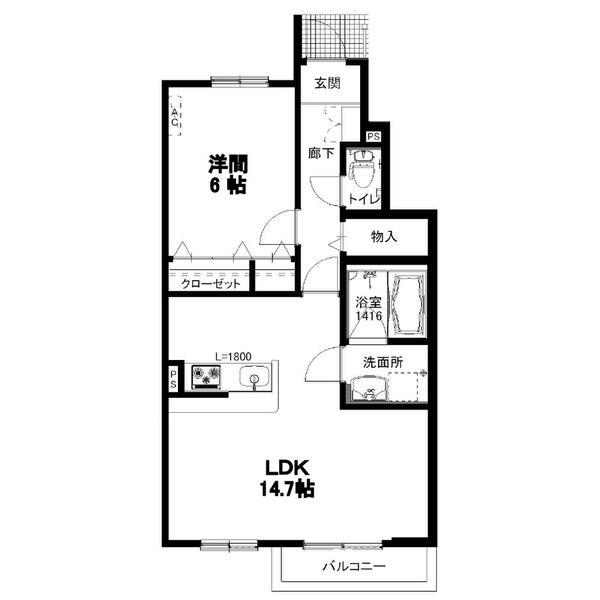 リマーレ道徳(1LDK/1階)の間取り写真