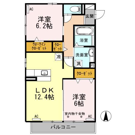 RELACHE(2LDK/2階)の間取り写真