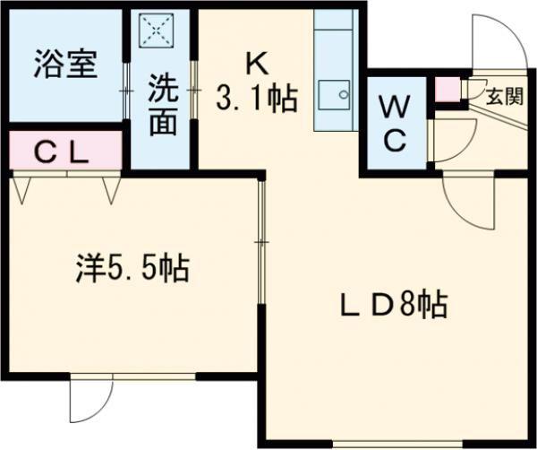 CONAN相生(1LDK/1階)の間取り写真