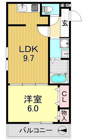フジパレス平野II番館(1LDK/2階)の間取り写真