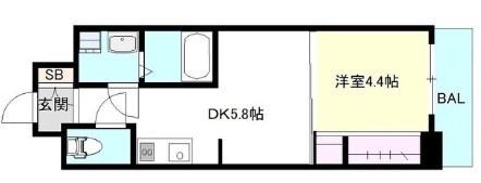 SOAR堺綾之町(1DK/11階)の間取り写真