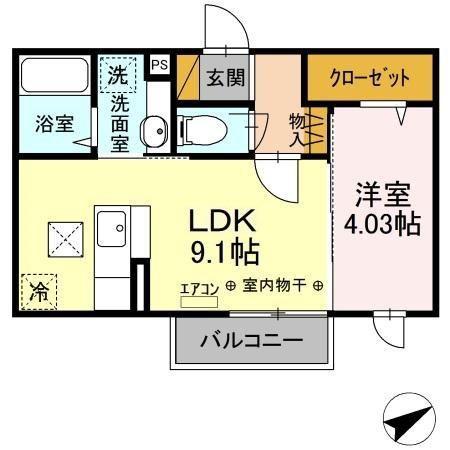 ラムサール/JOYNARASHINOJOYNARASHINO(1LDK/1階)の間取り写真