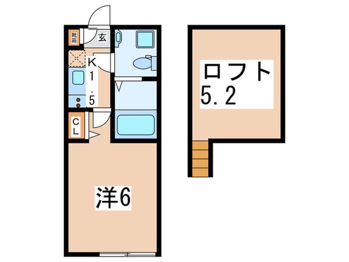 アザーレ・パッシオ町田(1K/2階)の間取り写真