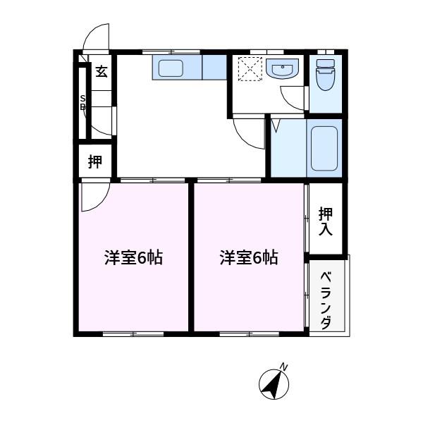 グリーンパレス(2K/1階)の間取り写真