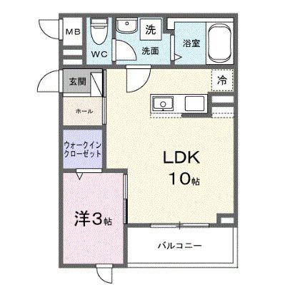 ヒカルサ志木(1LDK/3階)の間取り写真