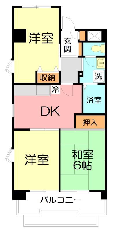 めぐみビル(3DK/4階)の間取り写真