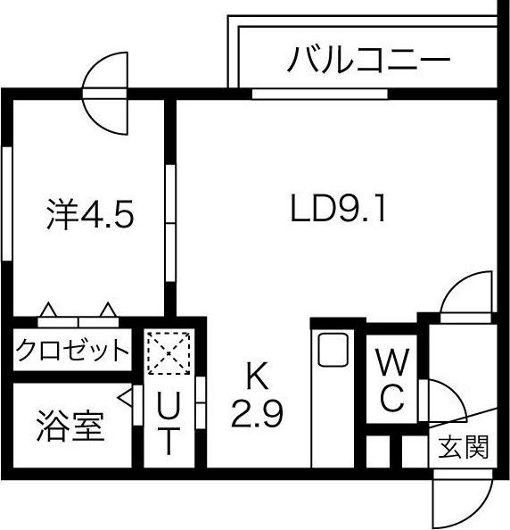 アルテ水車町(1LDK/4階)の間取り写真