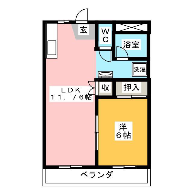 田子浦ベイピアI(1LDK/1階)の間取り写真