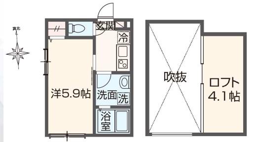 MELDIA星川(1K/2階)の間取り写真