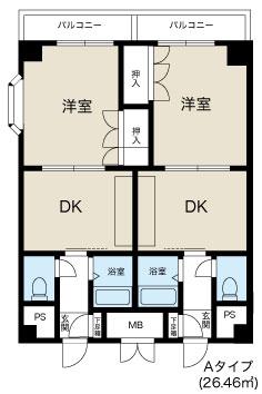 千林グランドハイツ北(1DK/7階)の間取り写真