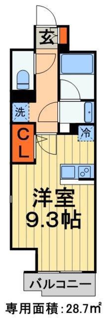 ROYJENT PARKS千葉中央(ワンルーム/13階)の間取り写真