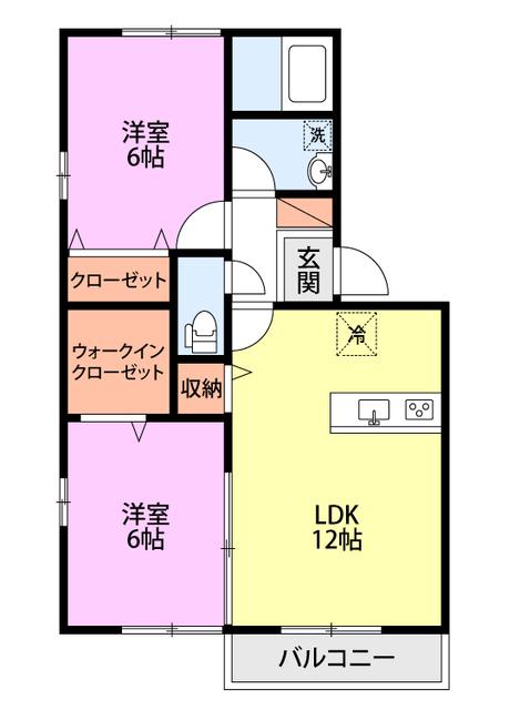 エクセレントファイン A棟(2LDK/2階)の間取り写真