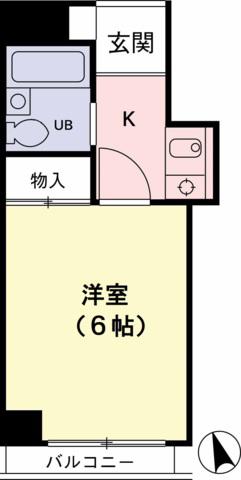カサヴェール桜ヶ丘(1K/4階)の間取り写真