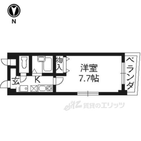 阪急京都線 西京極駅 徒歩3分 5階建 築25年(1K/1階)の間取り写真