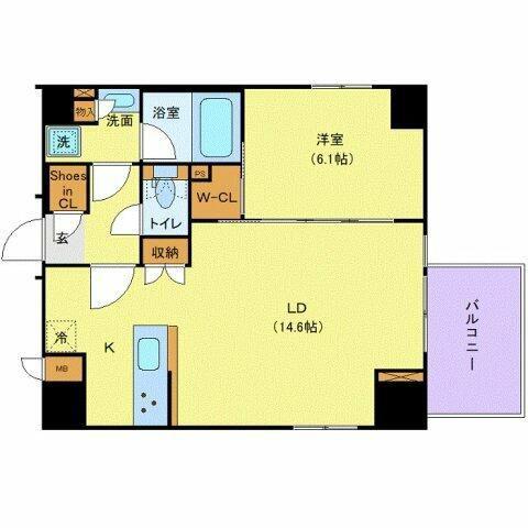 ALTERNA銀座 (1LDK/8階)の間取り写真