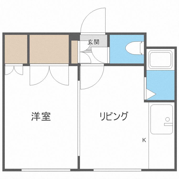 サニープレイス北21A(1DK/4階)の間取り写真