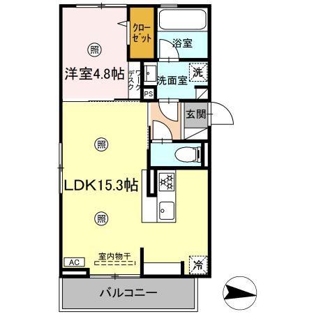 セレストYK(1LDK/2階)の間取り写真