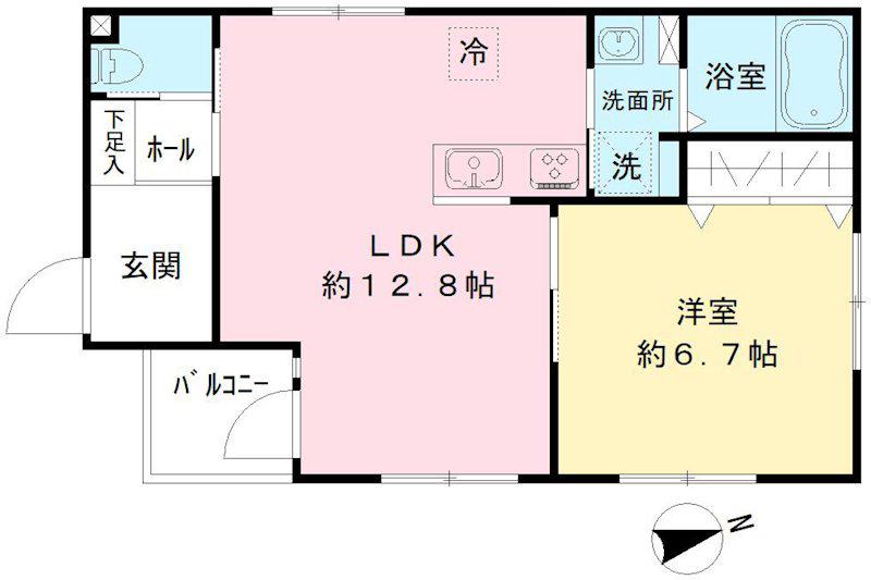 ルシエル宮西町(1LDK/3階)の間取り写真