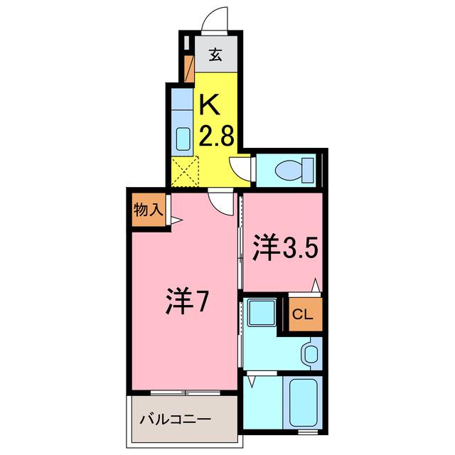 エレガントII(2K/1階)の間取り写真