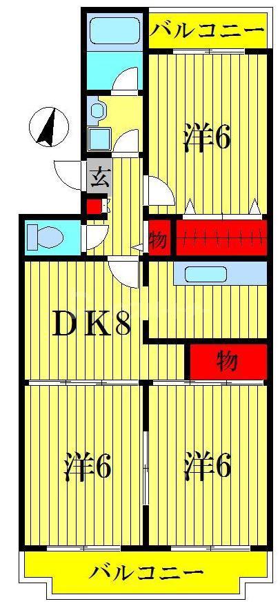 パールメゾン柏(3DK/2階)の間取り写真