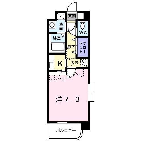 サンビオラ(1K/2階)の間取り写真