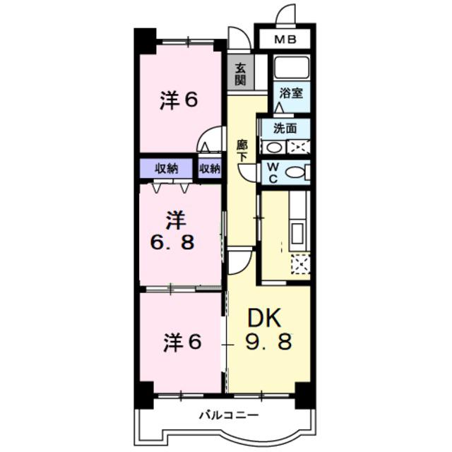 サンフローラ(3LDK/1階)の間取り写真