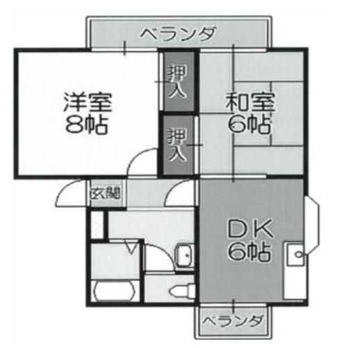 ナイスビュー小杉(2DK/2階)の間取り写真