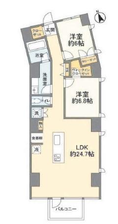 麻布メゾン(2LDK/8階)の間取り写真