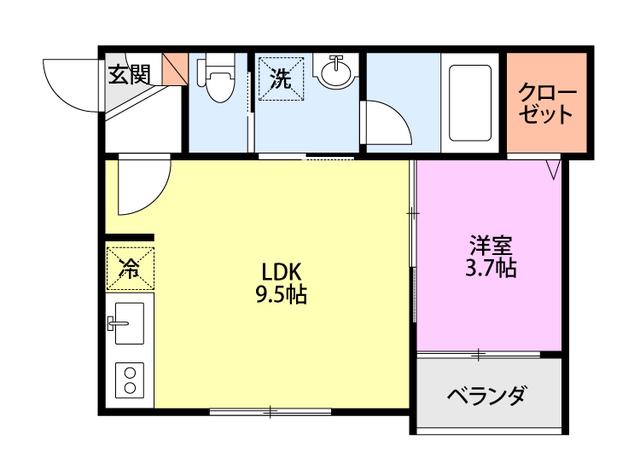 ROOMS南万代(1LDK/3階)の間取り写真