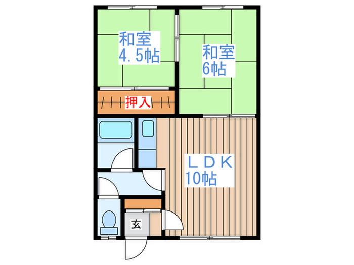 アカシアハイツ(2LDK/2階)の間取り写真