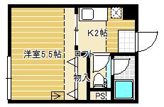 畳屋町ハイツ(1K/2階)の間取り写真