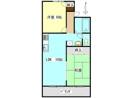 セジュールNARA(2LDK/2階)の間取り写真