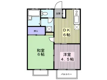 エステートピアA棟(2DK/2階)の間取り写真