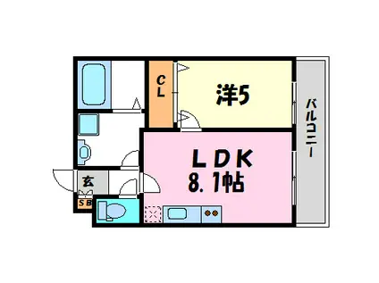 ノイヴェル立花(1LDK/3階)の間取り写真